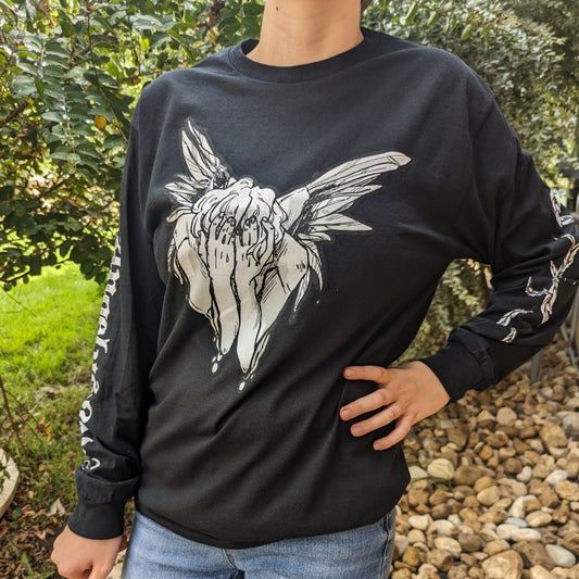 Long-Sleeved Black Fallen Angel T-Shirt - FRONT IMAGE