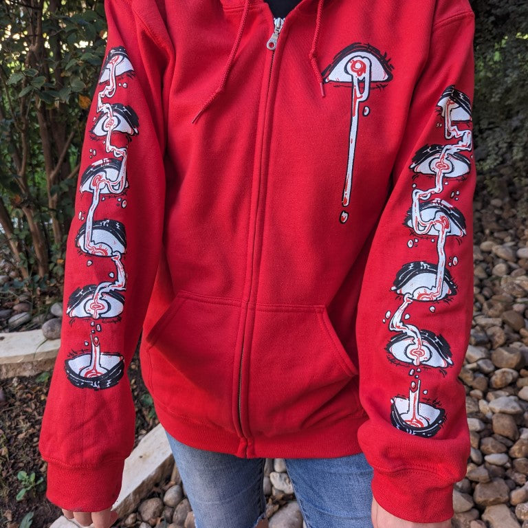 Red Droopy Eye Girl Zip-Up Jacket