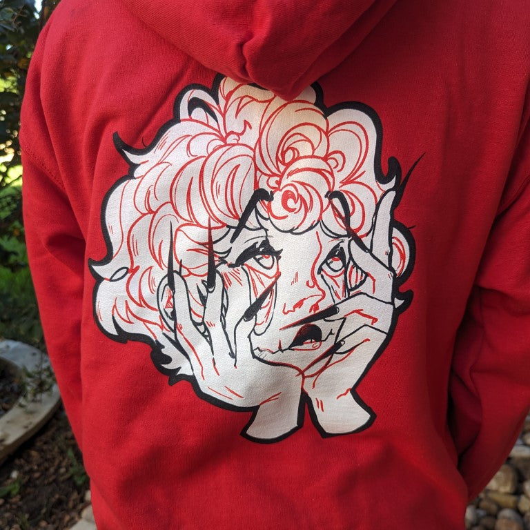 Red Droopy Eye Girl Zip-Up Jacket