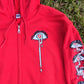 Red Droopy Eye Girl Zip-Up Jacket