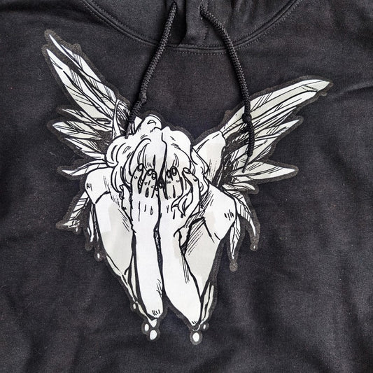 Black Fallen Angel Hoodie - FRONT IMAGE