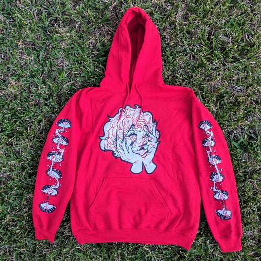 Red Droopy Eye Girl Front Image Hoodie