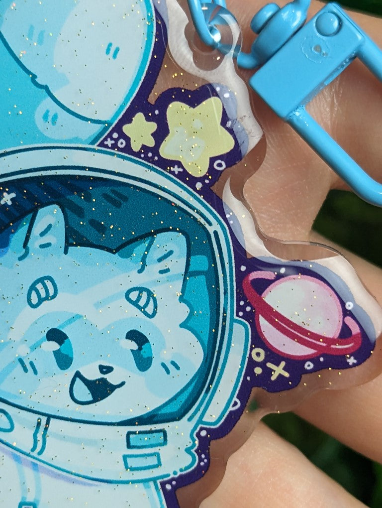 Space Raccoons Sparkly Keychains!