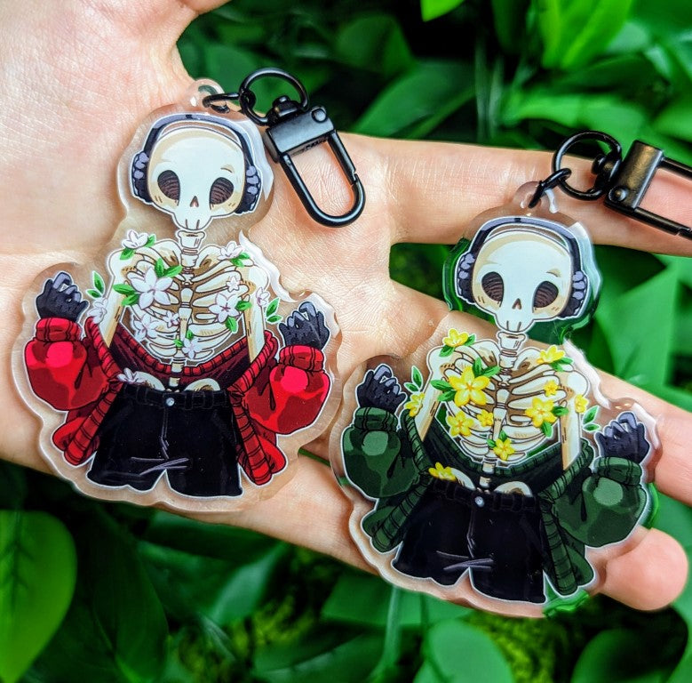 Aesthetic Flower Rib Skeleton Keychains