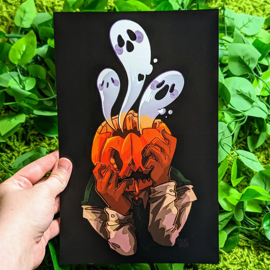Haunted Pumpkin Head 8.5x11 Print
