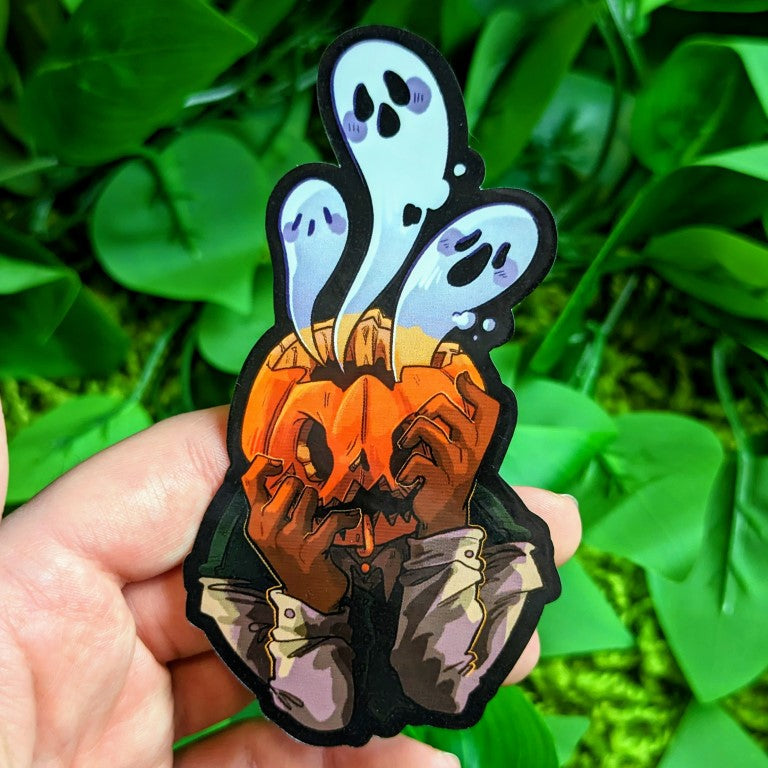 Haunted Pumpkin Head Sticker