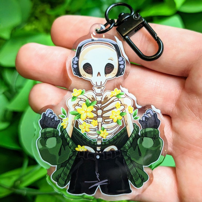 Aesthetic Flower Rib Skeleton Keychains