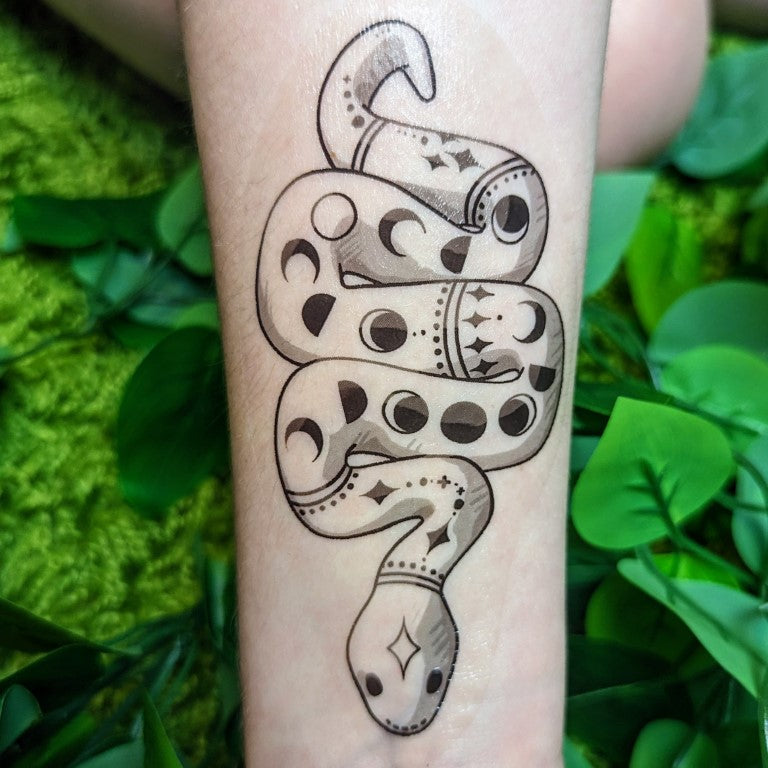Black and White Tattoo Snake Temporary Tattoos