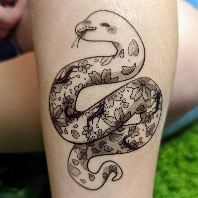 Black and White Tattoo Snake Temporary Tattoos