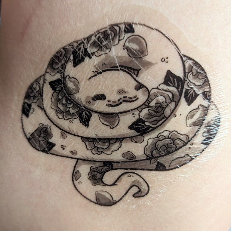 Black and White Tattoo Snake Temporary Tattoos