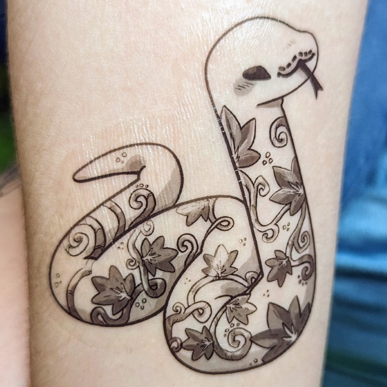 Black and White Tattoo Snake Temporary Tattoos