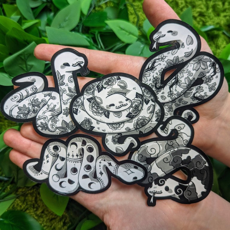 Custom Snake Stickers Black and White Tattooed Snake Stickers – Milky Tomato