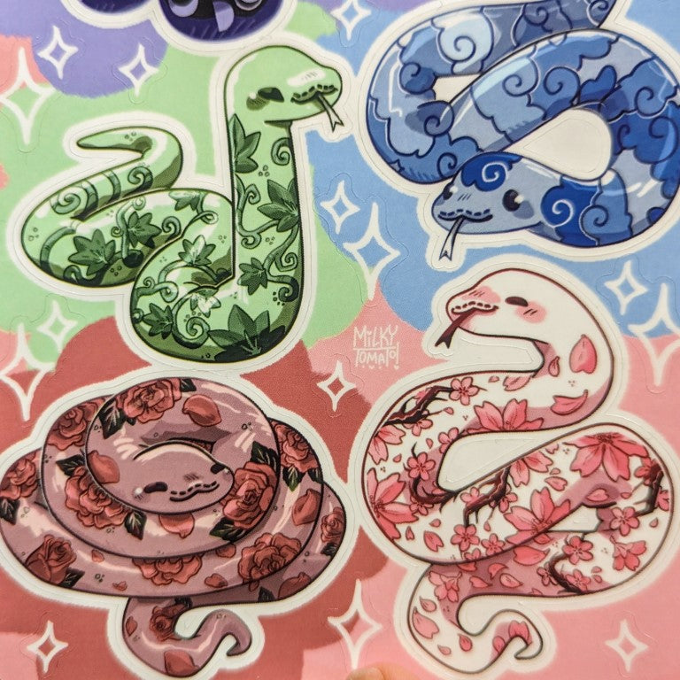 Tanky Snake Sticker Colored Tattooed Snakes Sticker Sheet | Milky Tomato