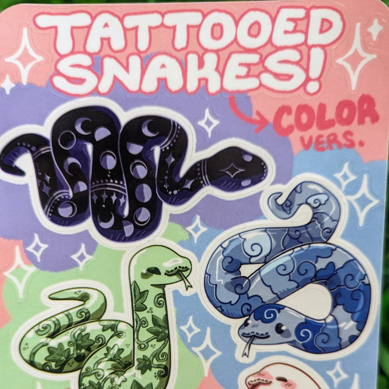 Colored Tattooed Snakes Sticker Sheet | Milky Tomato