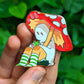 Red Mushroom Ghost Enamel Pin