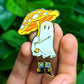 Yellow Mushroom Ghost Enamel Pin 2in