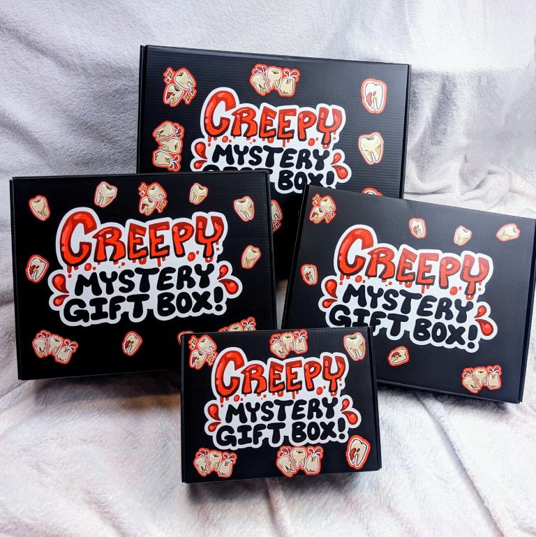 Cover of creepy mystery gift box in four sizes