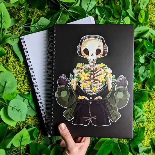 Chilling Skeleton with Flowers Notebook