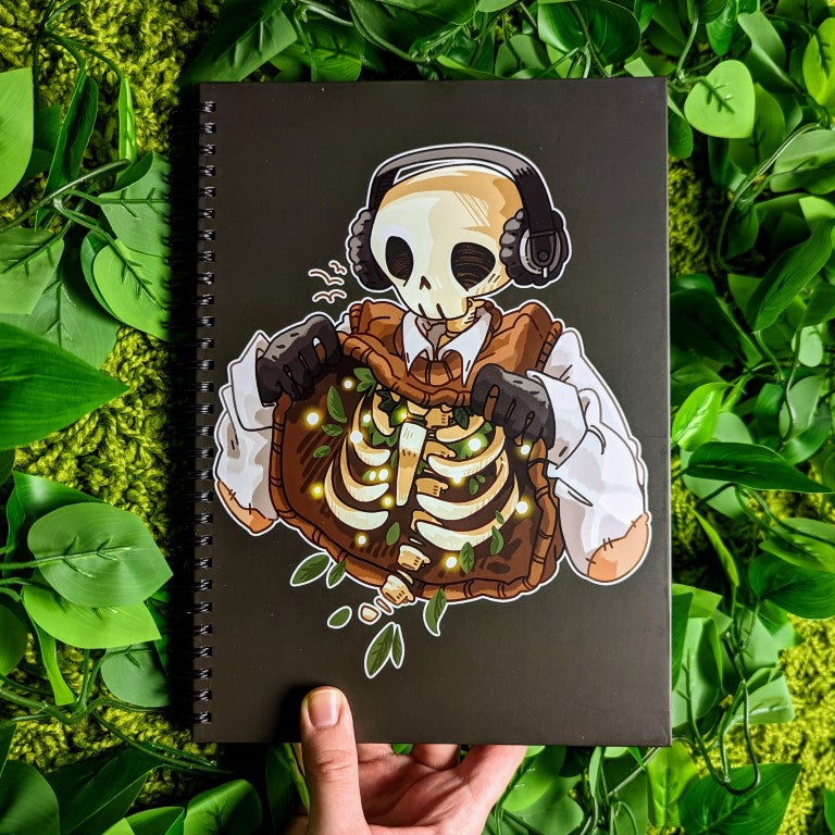Chilling Skeleton with Fireflies Notebook