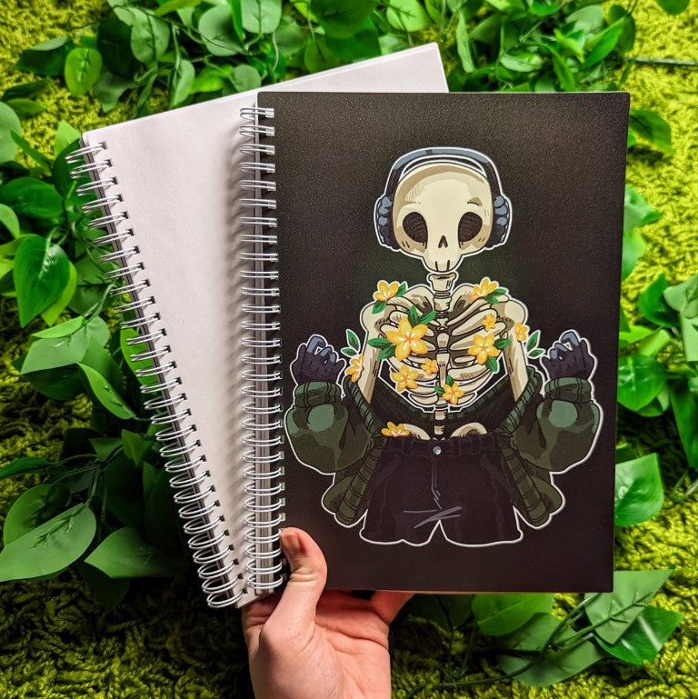 Chilling Skeleton with Flowers Large Reusable Sticker Book