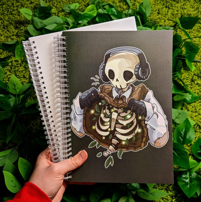 Chilling Skeleton with Fireflies Large Reusable Sticker Book