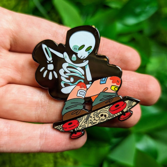 Skeleton Ghost Skater Enamel Pin