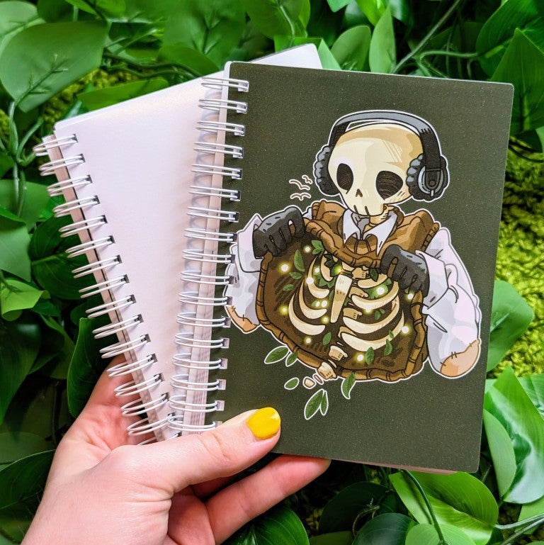Chilling Skeleton with Fireflies Small Reusable Sticker Book