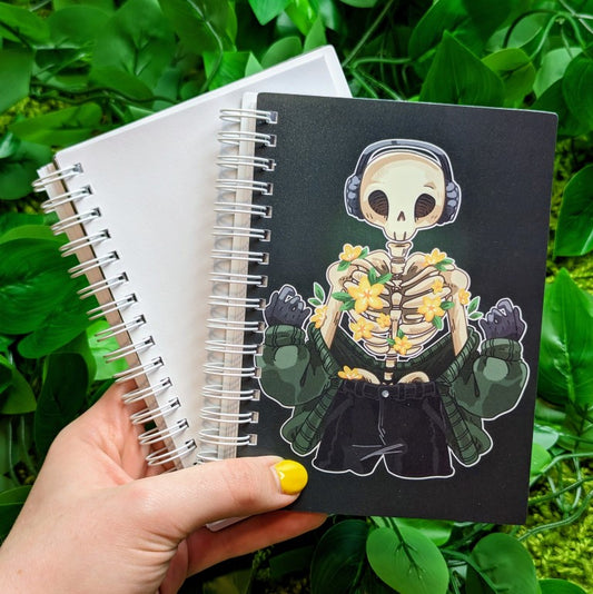 Chilling Skeleton with Flowers Small Reusable Sticker Book