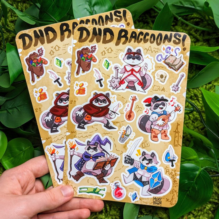 DnD Raccoon Sticker Sheet – Milky Tomato