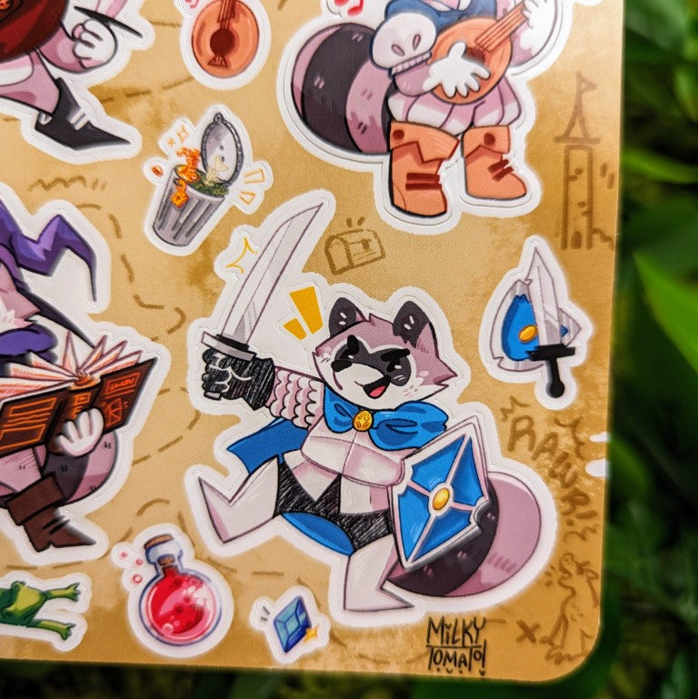 DnD Raccoon Sticker Sheet – Milky Tomato