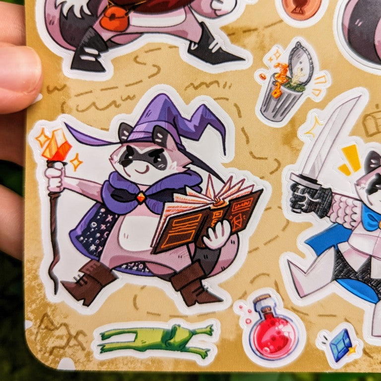 DnD Raccoon Sticker Sheet – Milky Tomato