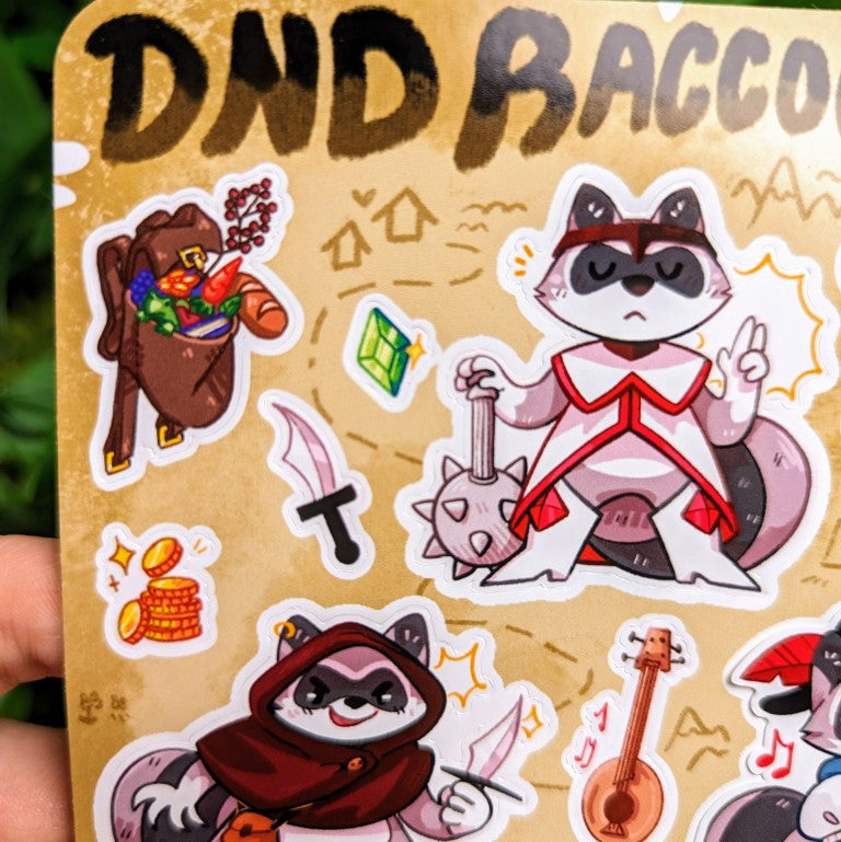 DnD Raccoon Sticker Sheet