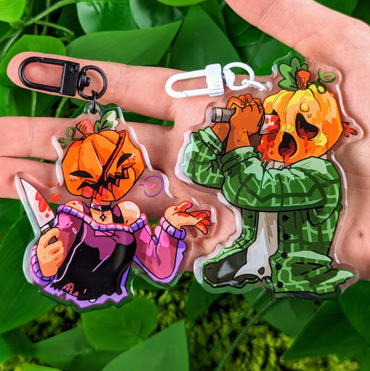 Gore Pumpkin Head Keychains