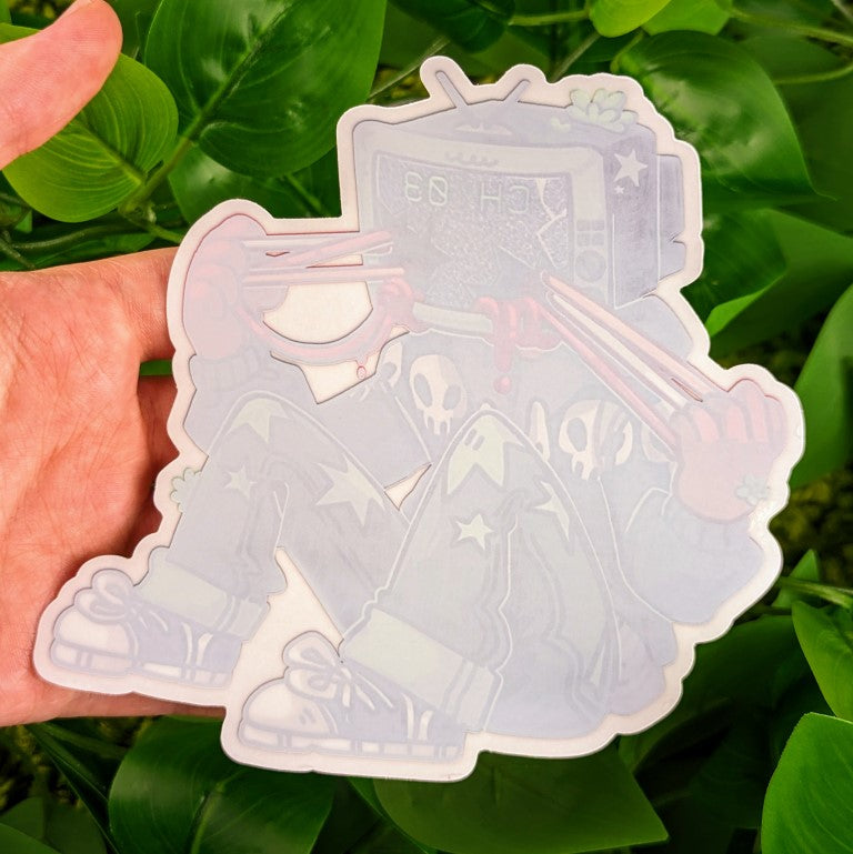Static TV Head Window Sticker