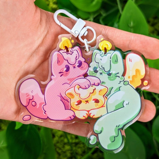 Candle Kittens Triplets Keychain