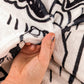 Space Girl V2 Black and White Throw Blanket