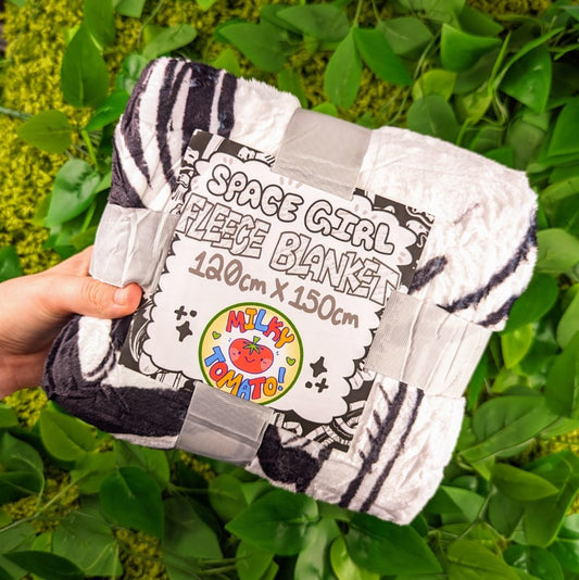 Space Girl V2 Black and White Throw Blanket