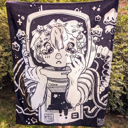 Space Girl V2 Black and White Throw Blanket