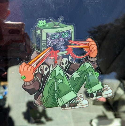 Static TV Head Window Sticker