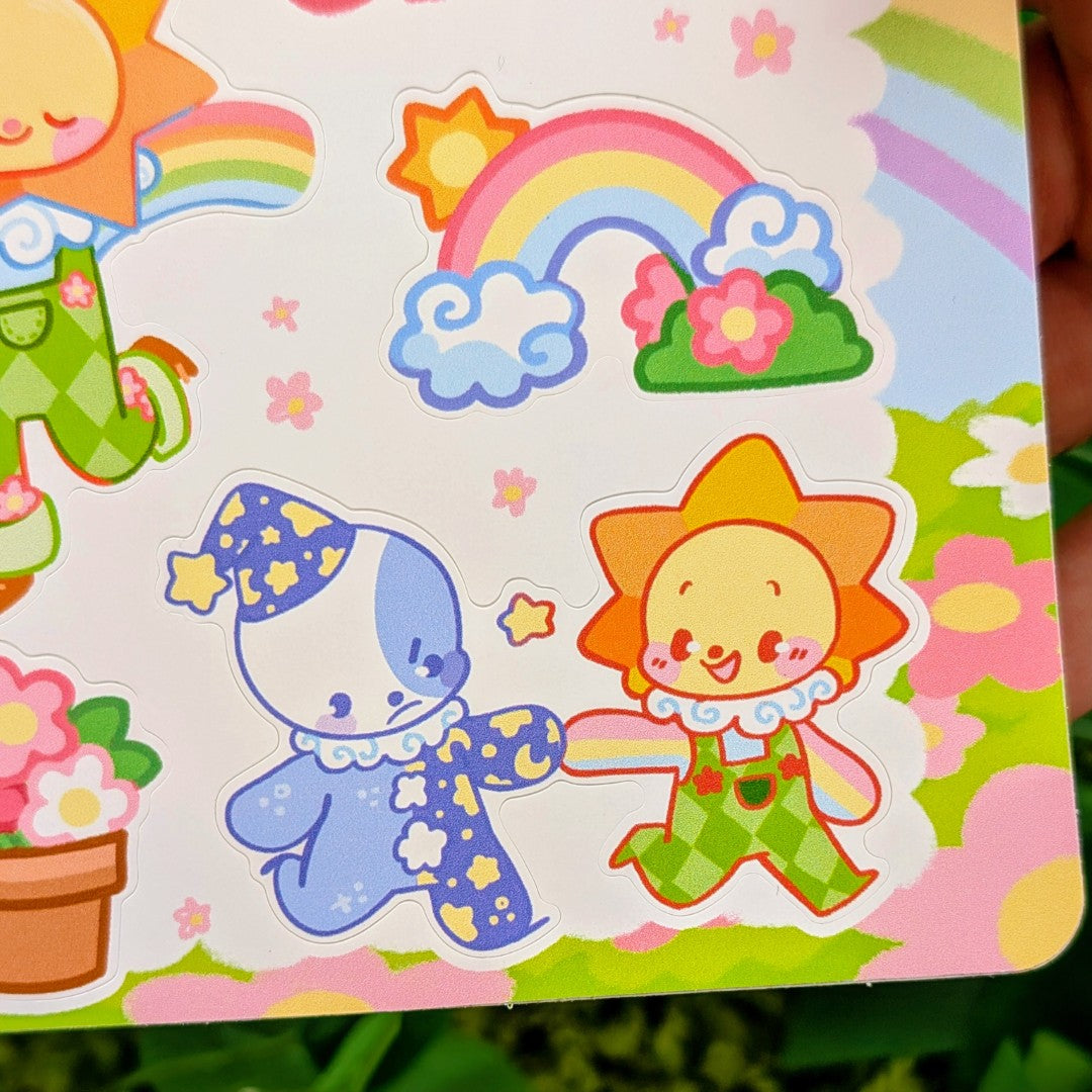 Sun and Moon Clown Sticker Sheet