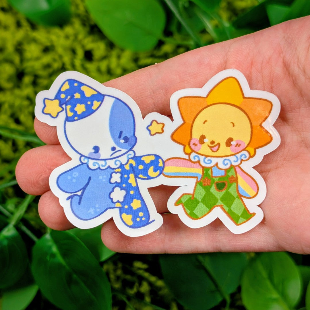Sun and Moon Clown Sticker
