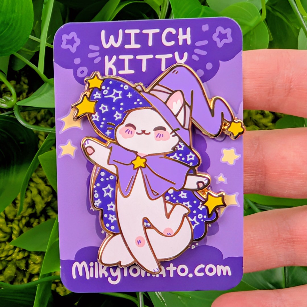 Cute Cat Witch Enamel Pins!