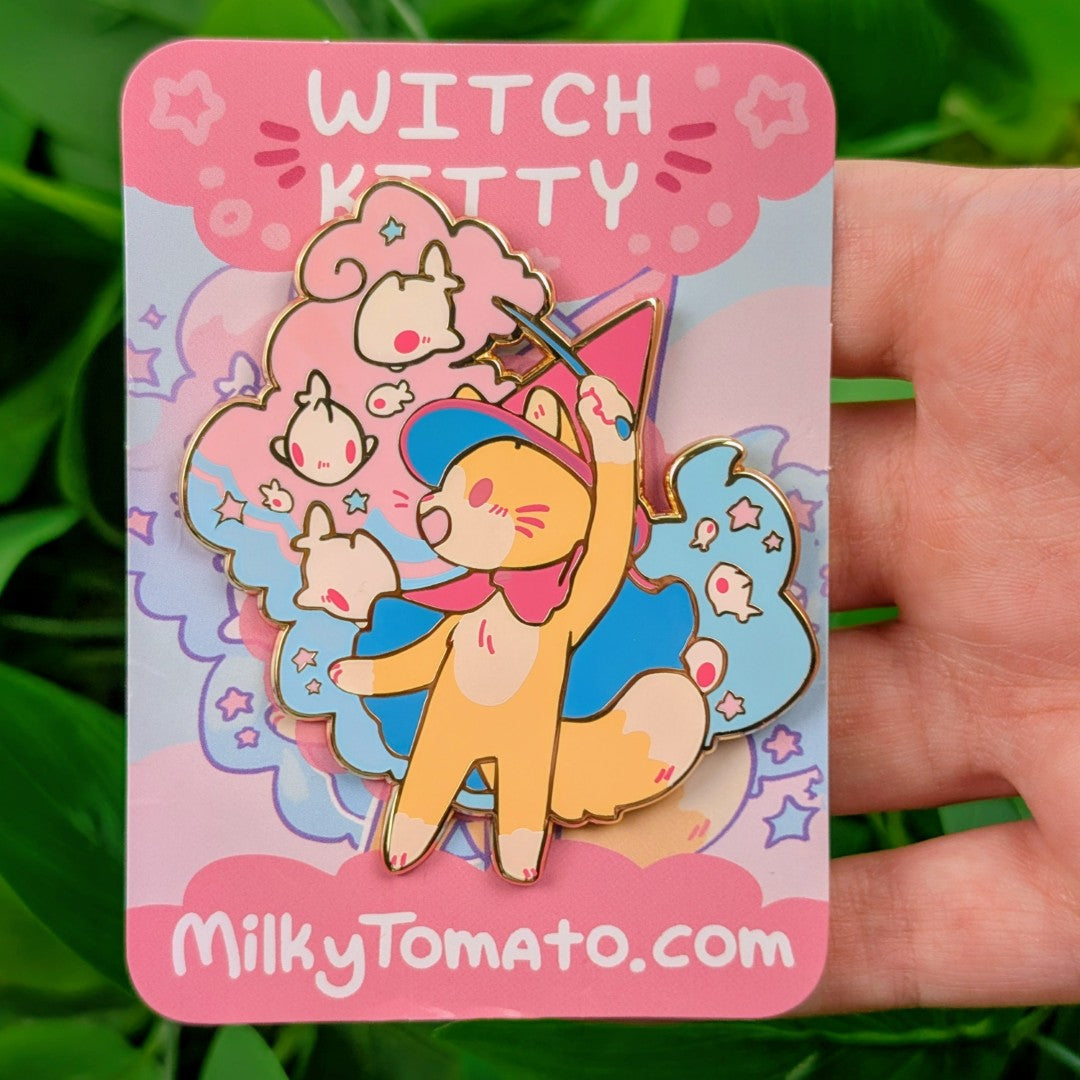 Cute Cat Witch Enamel Pins!
