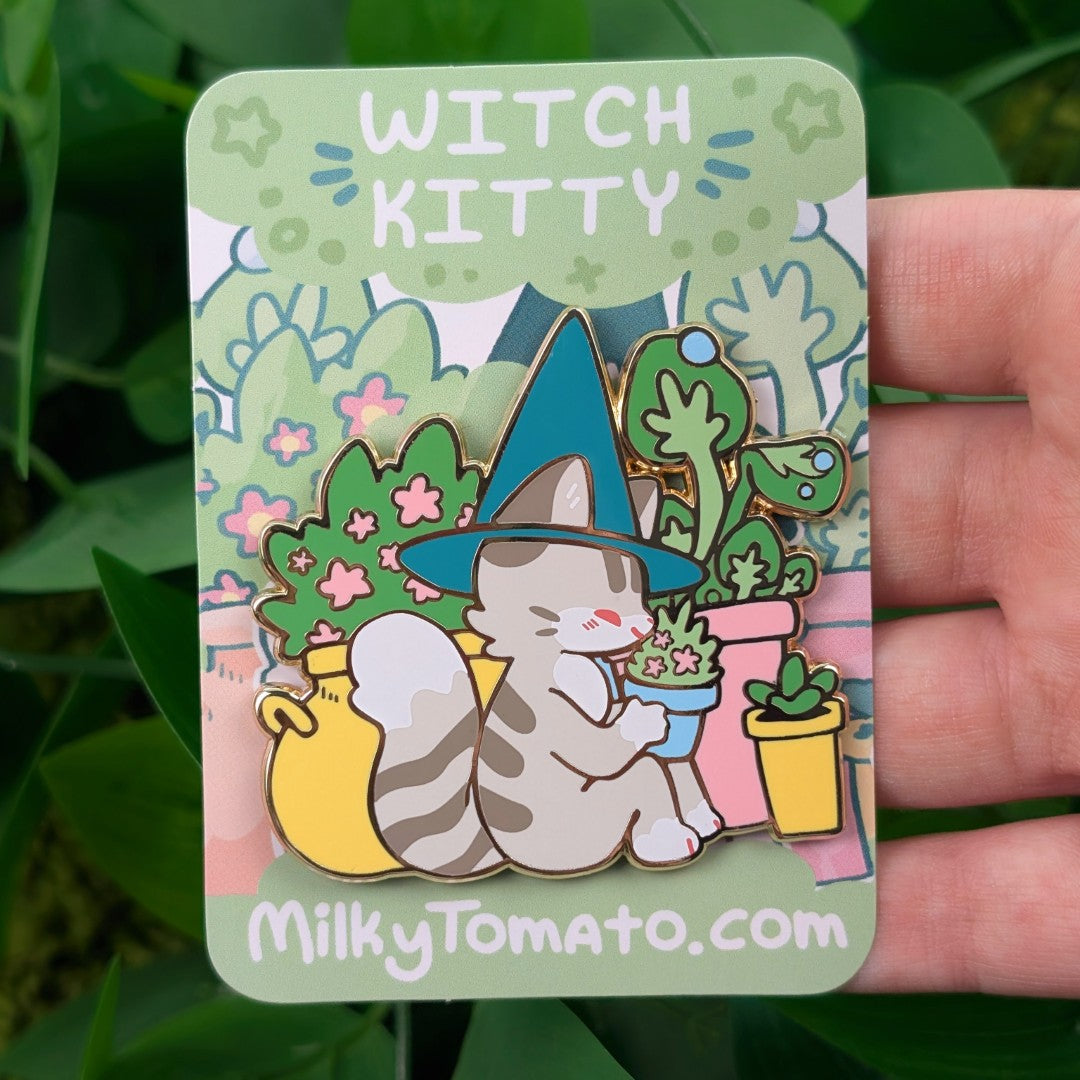 Cute Cat Witch Enamel Pins!