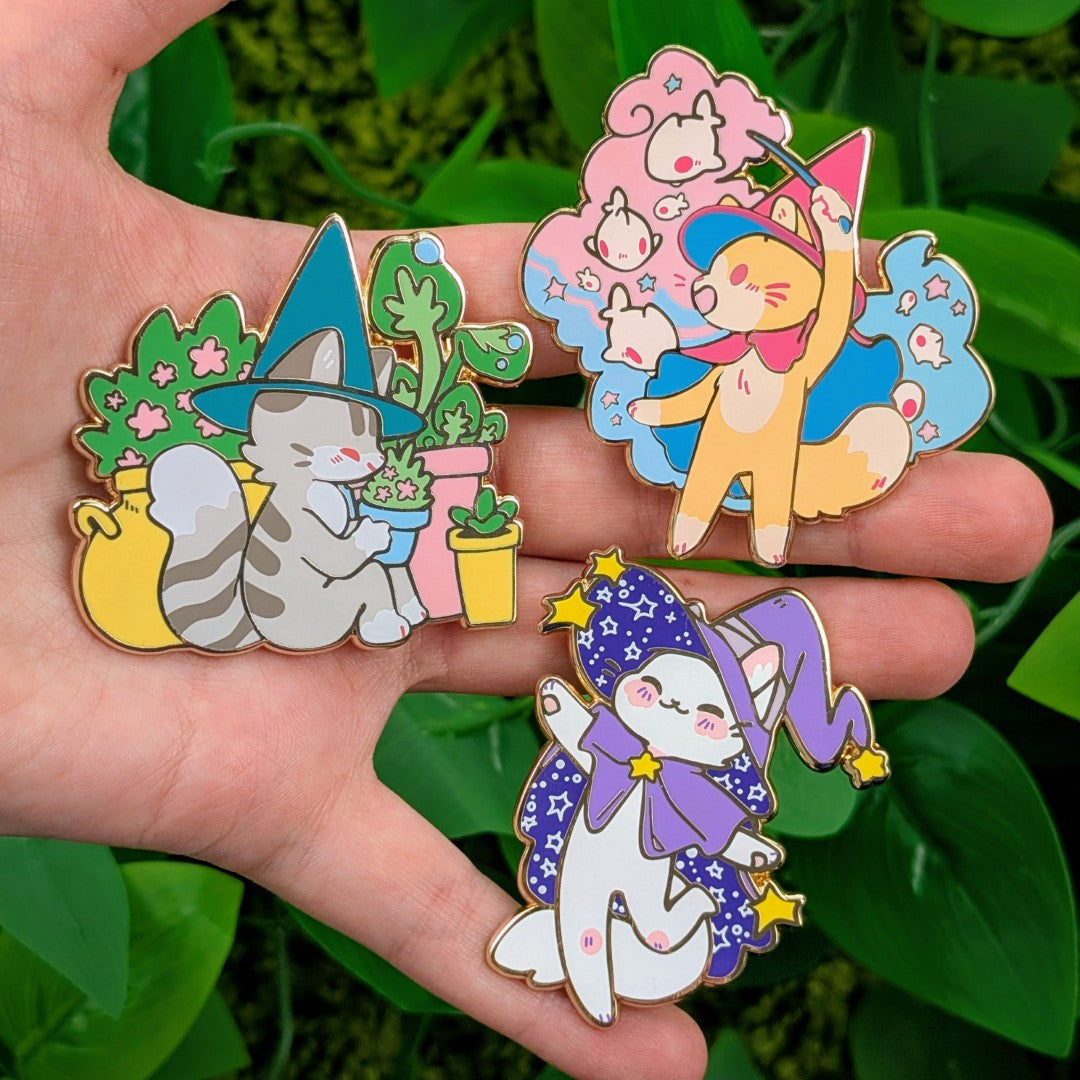 Cute Cat Witch Enamel Pins!