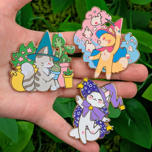 Cute Cat Witch Enamel Pins!