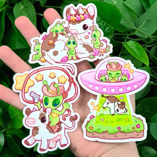 Cute Cowboy Alien Stickers!