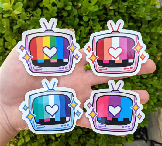 TV Static Pride Flag Stickers