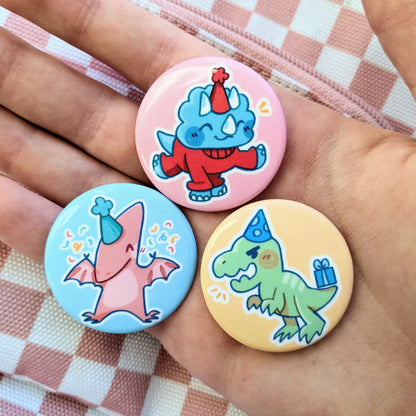 Party Dino Button Set! - MilkyTomato