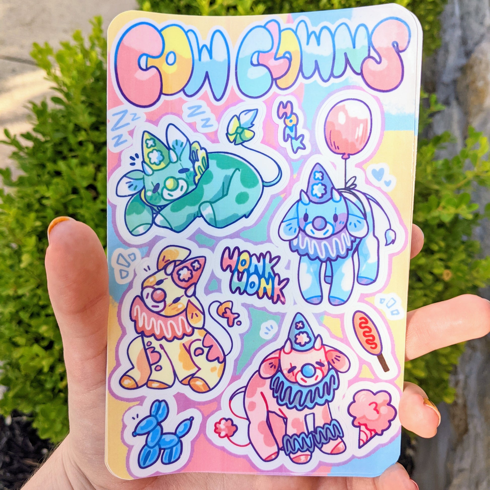 Cow Clown Sticker Sheet - MilkyTomato